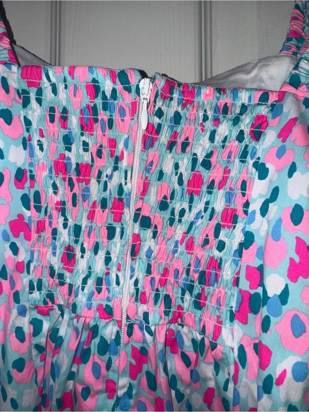 NWOT Lilly Pulitzer Women’s Sweetheart Puff-Sleeve Top in Pink and Teal Print